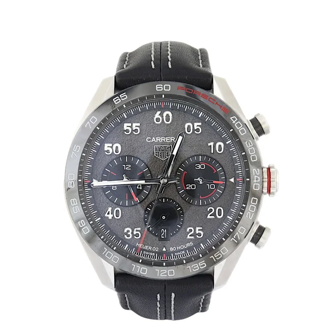 TAG Heuer x Porsche Carrera Chronograph 44mm Watch in Leather from Luxe.It.Fwd