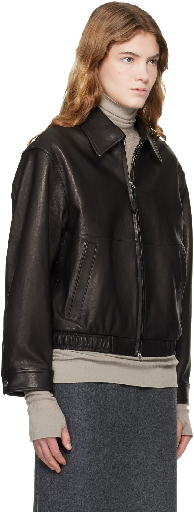Dunst Black Drizzler Leather Jacket, photo 2 of 5 from SSENSE