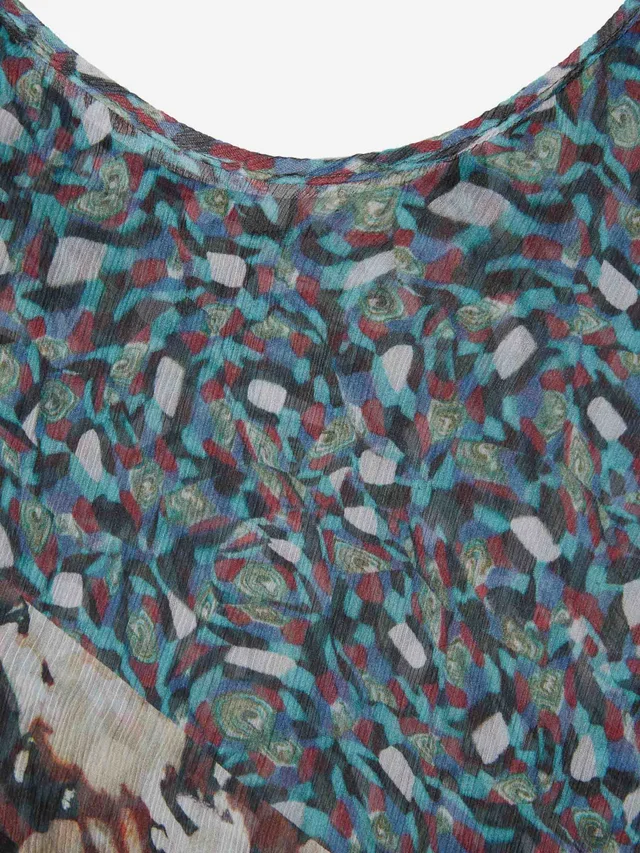 Dries Van Noten Printed silk asymmetric top, photo 3 of 8 from SENSER