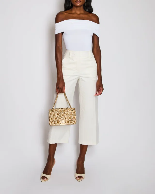 Hermès White Straight-Leg Cropped Trousers Size FR 36 (UK 8) in White from Sellier