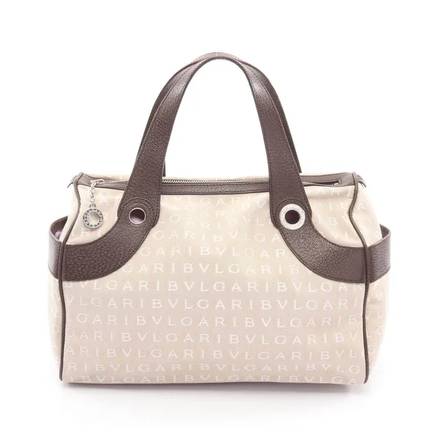 Bvlgari Logo Mania Canvas Leather Handbag in Canvas from LuxUness