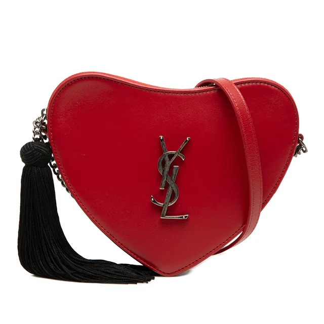 Red Saint Laurent Calfskin Monogram Sac Coeur Tassel Crossbody in Red Calfskin from Designer Revival