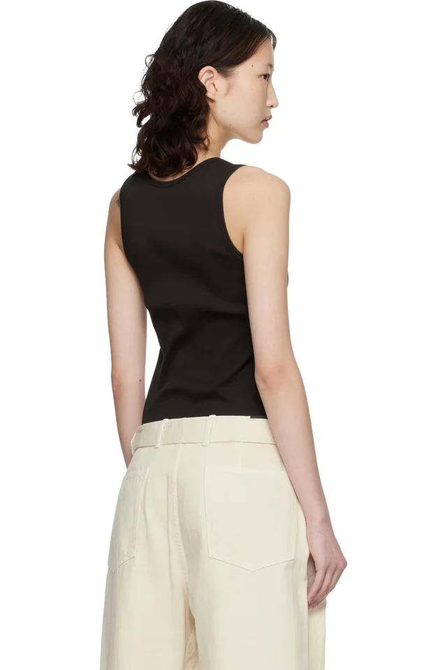 Maison Kitsuné Brown Baby Fox Ribbed Tank Top, photo 3 of 5 from SSENSE
