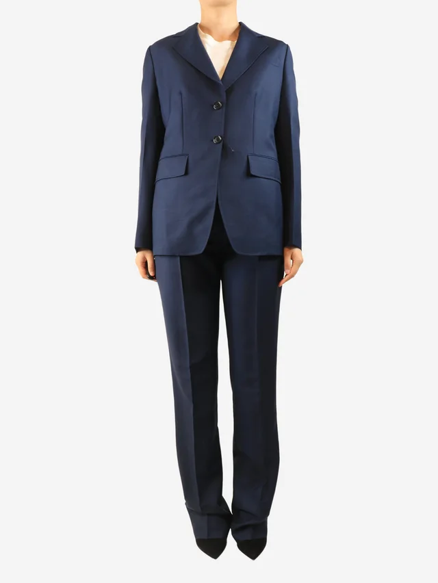 Prada Navy two-piece suit set - size UK 10 in Navy Wool from Sign of the Times