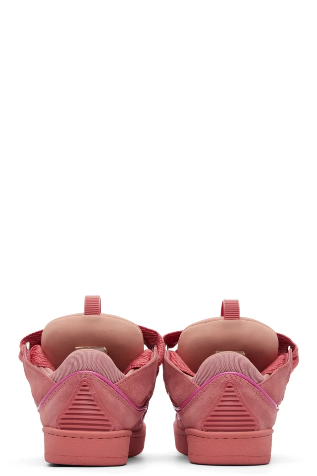 Lanvin Pink Monochrome Suede Curb Sneakers, photo 2 of 5 from SSENSE