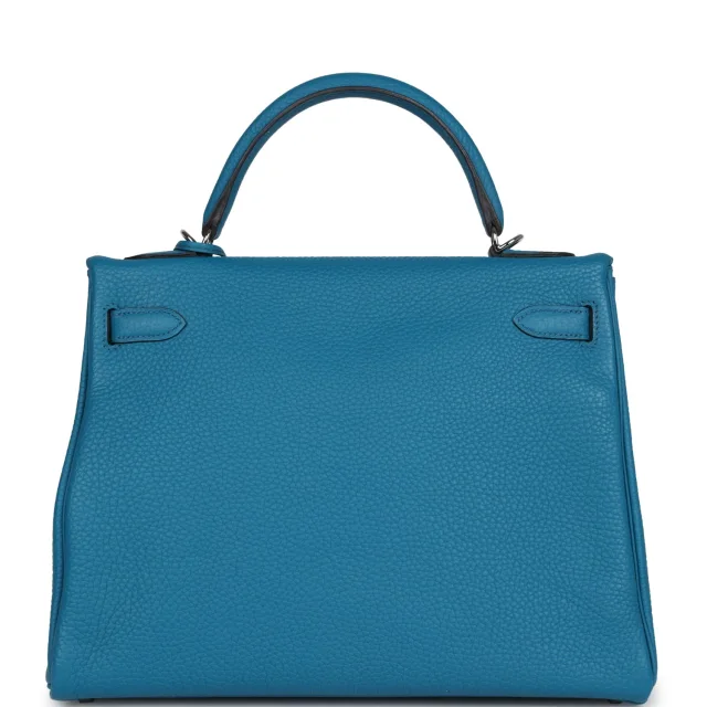 Hermès Kelly Retourne 32 Cobalt Clemence Palladium Hardware in Clemence leather from Madison Avenue Couture, photo 4 of 9