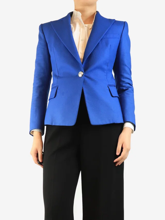 Balmain Blue single-breasted blazer - size UK 12 in Blue from Sign of the Times