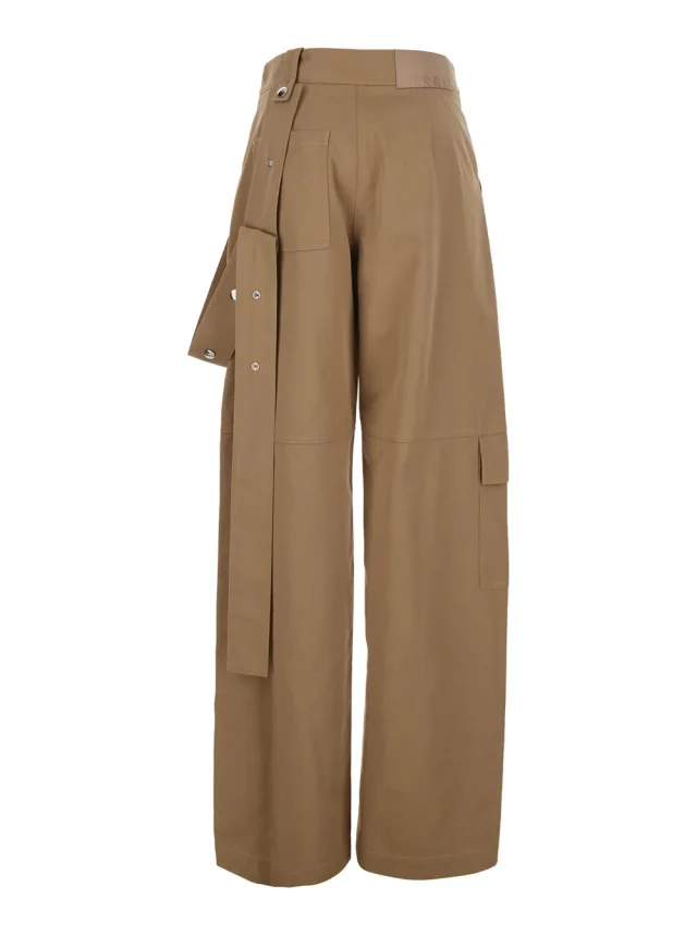 Msgm Beige PANTS with logo patch on the back in Cotton for women in Beige 100% Cotton, photo 3 of 6 from Gaudenzi Boutique