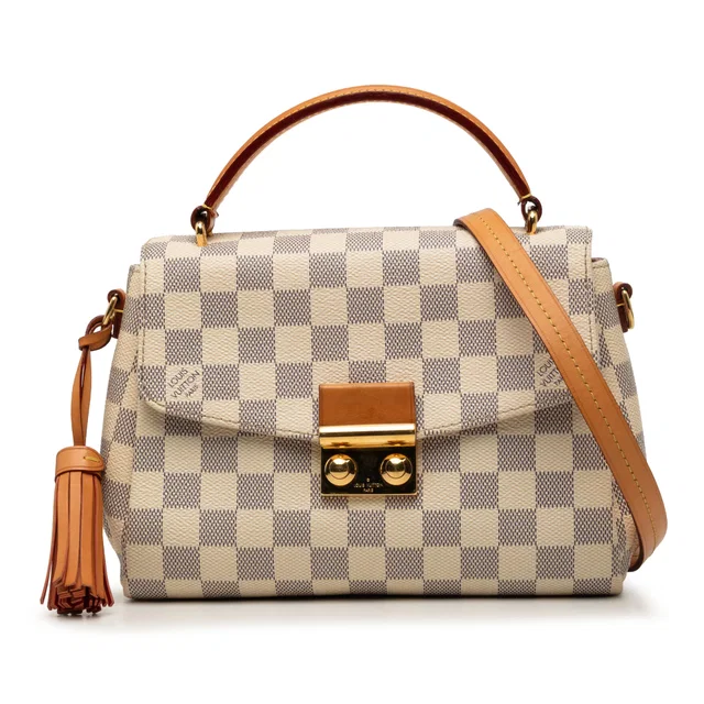 White Louis Vuitton Damier Azur Croisette Satchel in White Canvas from Designer Revival