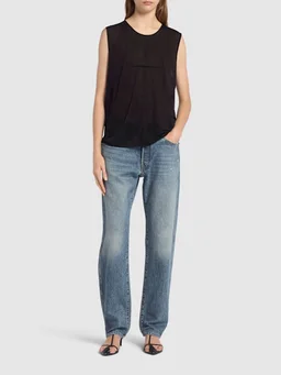 Khaite High-waist straight jeans in 100% Cotton, photo 2 of 5 from LUISAVIAROMA