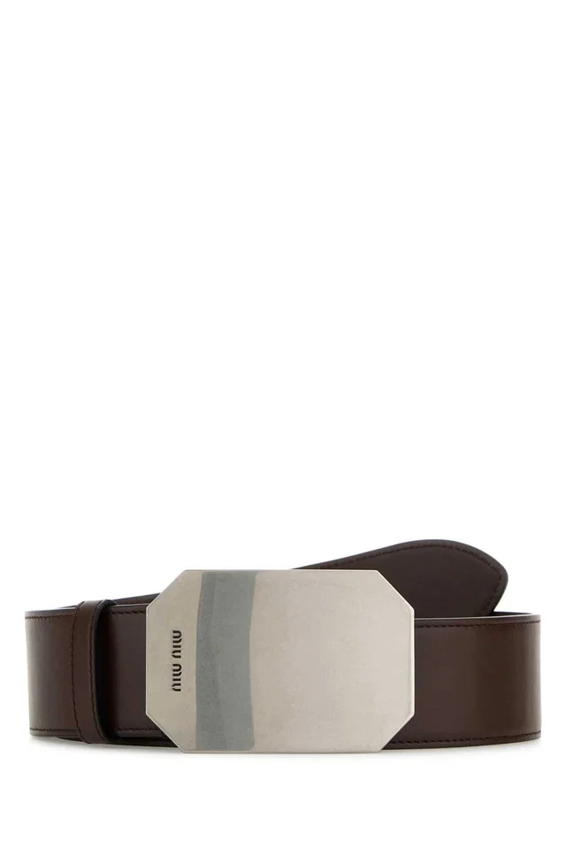 Miu Miu Belt — Brown Vitello in Brown Leather from HEWI