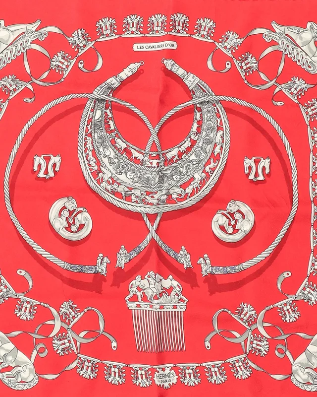 Hermès Carré 45 Les Cavaliers d'Or Silk Scarf in Silk from A Retro Tale, photo 2 of 3