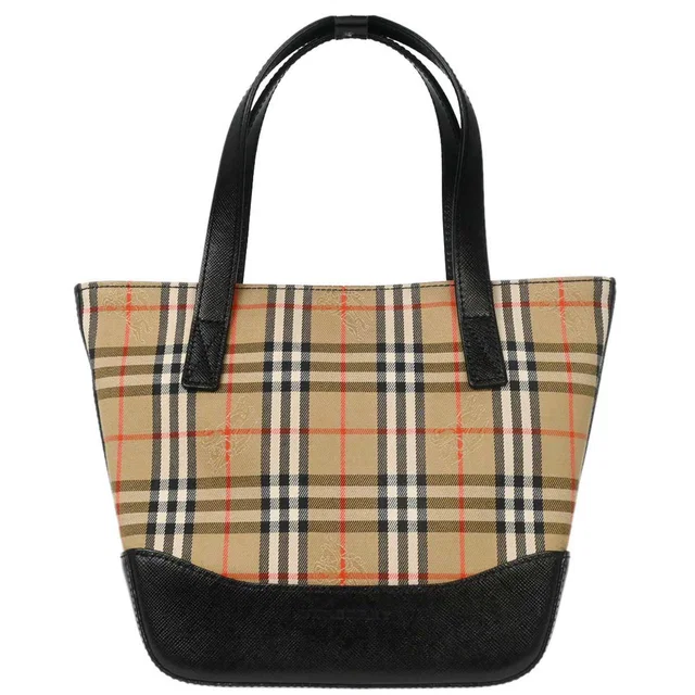 Burberry Beige Black House Check Handbag in Black Canvas from AMORE Vintage Tokyo