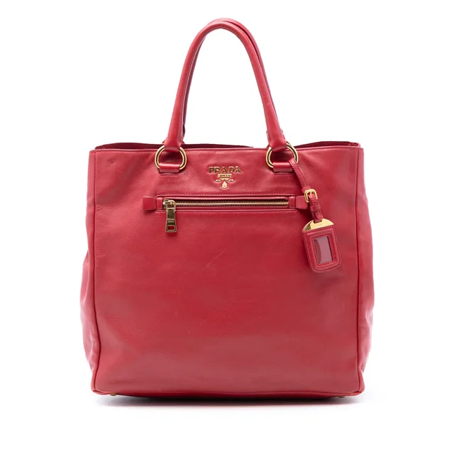 Red Prada Vitello Daino Open Convertible Tote Satchel in Red Leather from Designer Revival, photo 1 of 1