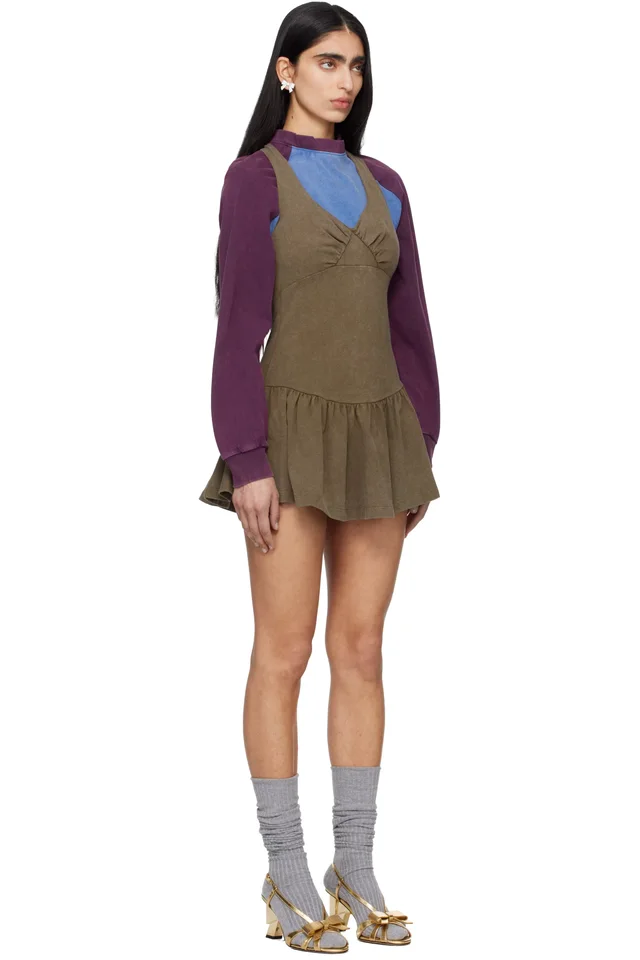 SHUSHU/TONG Khaki Sleeveless T-Shirt Minidress, photo 2 of 4 from SSENSE