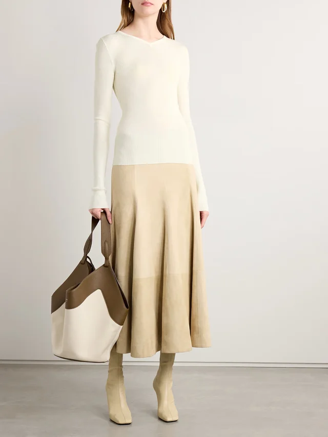 KHAITE Tania ribbed wool-blend top in Beige, photo 2 of 2 from NET-A-PORTER (Canada)