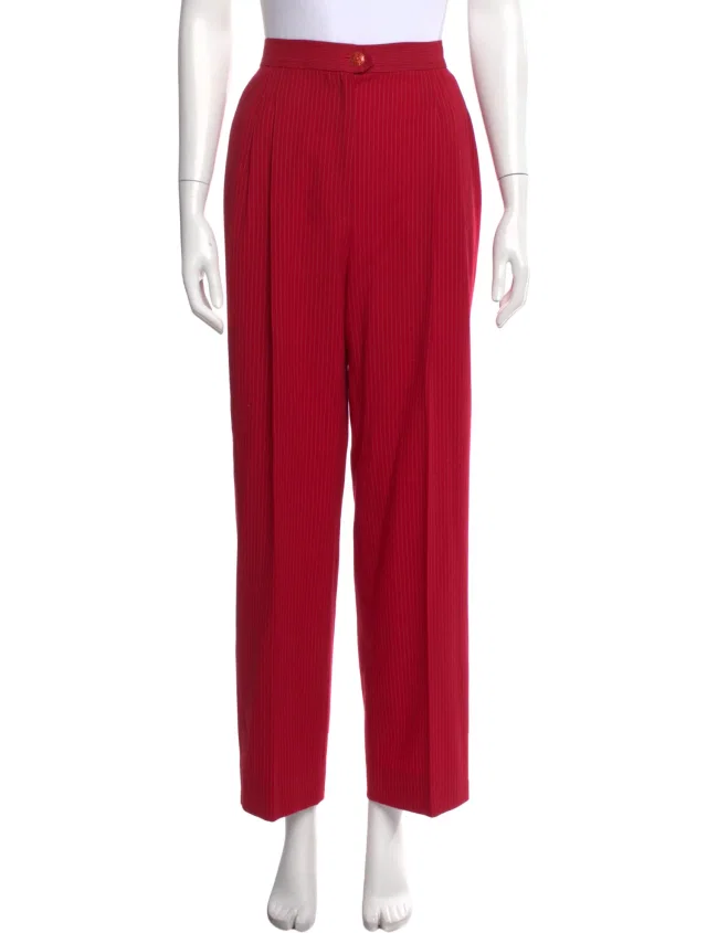 Christian Lacroix Vintage Wide Leg Pants in red Wool from The RealReal