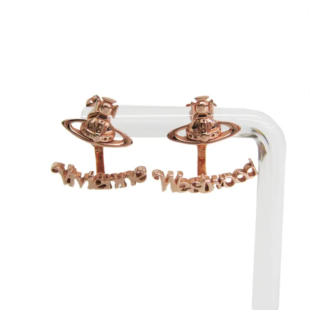 Vivienne Westwood Orb Logo Metal Stud Earrings Pink Gold in Pink gold Metal from Elady