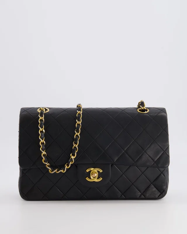 Chanel Vintage Black Medium Classic Double Flap Bag in Black Lambskin from Sellier
