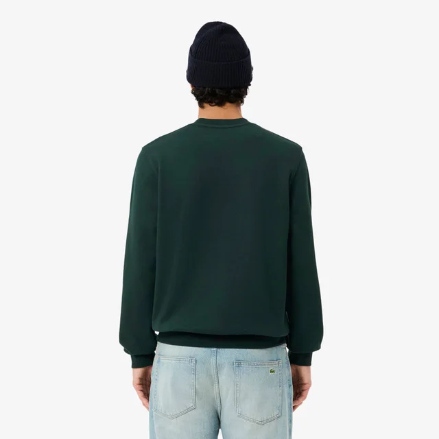 Lacoste Men's Classic Fit Printed Crew Neck Sweatshirt in Forest green Cotton fleece, photo 3 of 10 from Lacoste