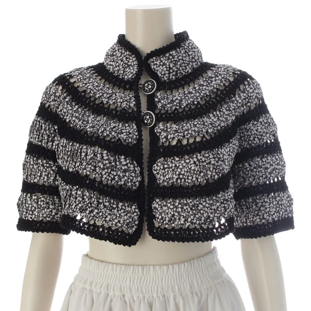 Chanel 09P Cotton Cape Bolero Poncho Jacket Black White 38 in Black from The Reluxe