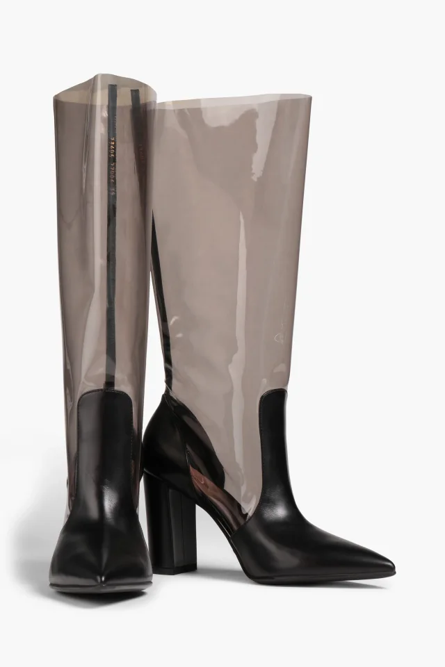 Gianvito Rossi TPU and Leather Knee-High Boots in Black, photo 2 of 4 from THE OUTNET
