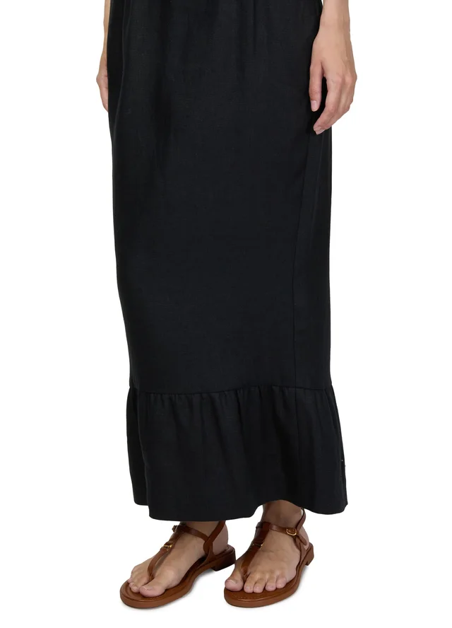 POSSE Matilda column skirt in Black 100% linen, photo 4 of 6 from 24S (US)