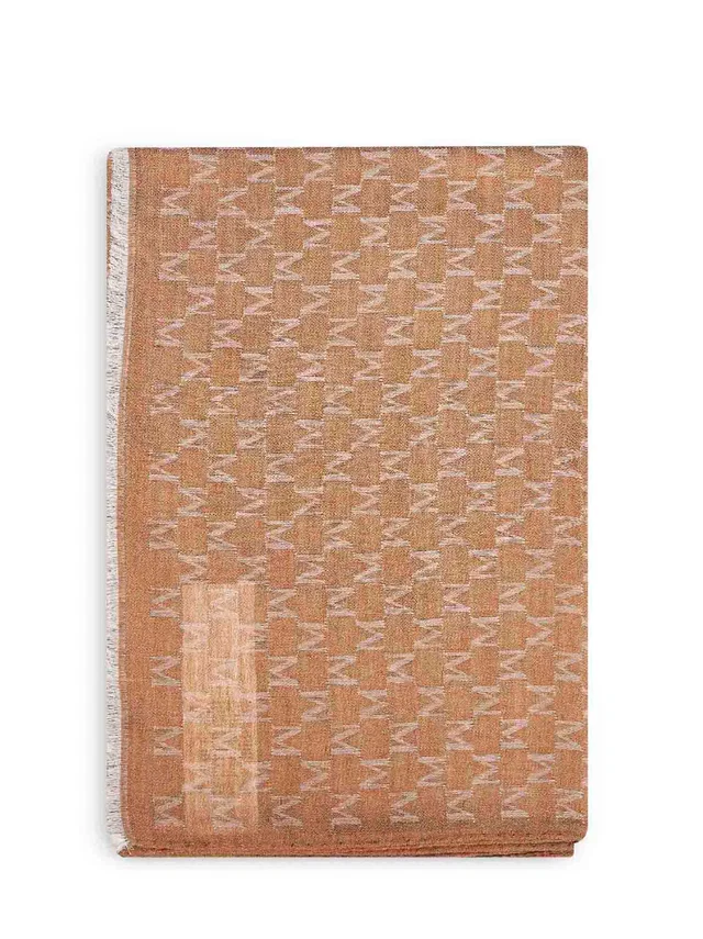 Max Mara M Monogram Jacquard Scarf — Bronze Cotton Scarfs in Silk from HEWI