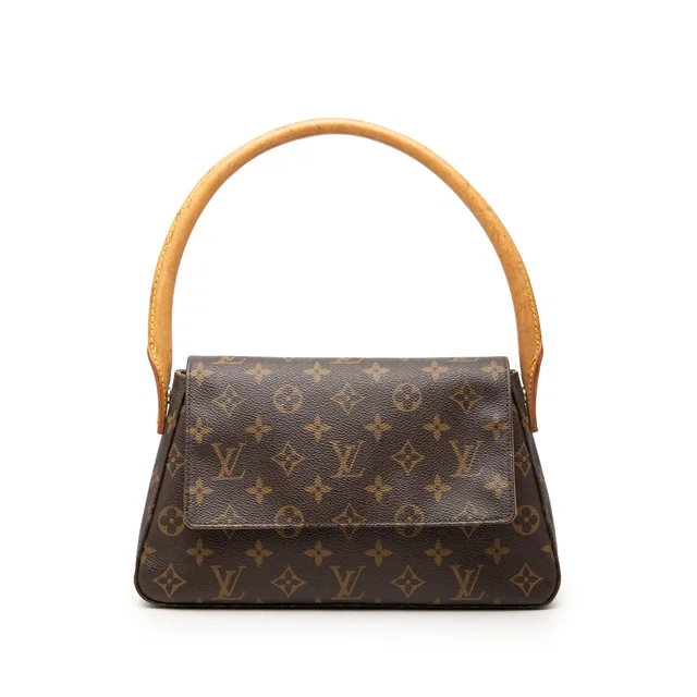 Brown Louis Vuitton Monogram Mini Looping Shoulder Bag in Brown Coated canvas from Designer Revival