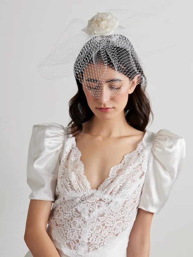 RODARTE Embellished silk-tulle veil in White, photo 2 of 2 from NET-A-PORTER (Canada)