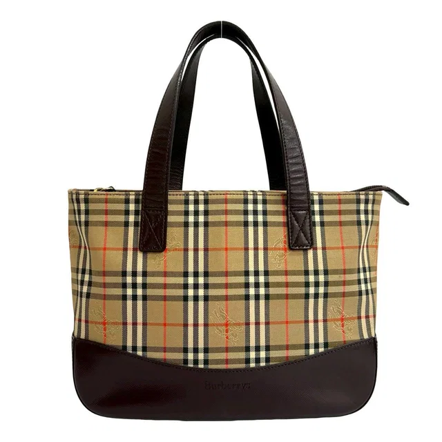 Burberry Leather Canvas Handbag in Brown Patent Leather from LuxUness