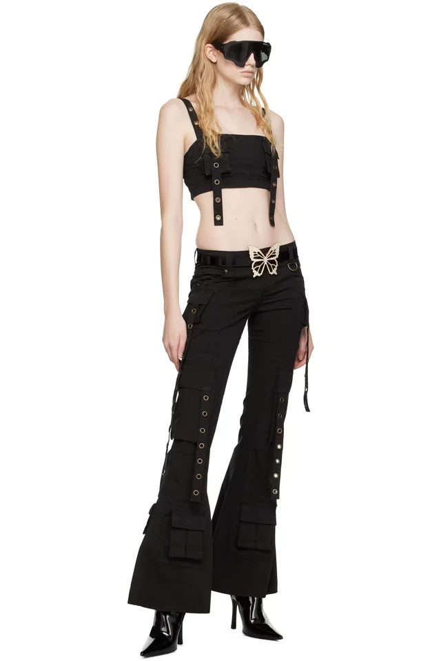Blumarine Black Cargo Pocket Denim Tank Top, photo 4 of 4 from SSENSE
