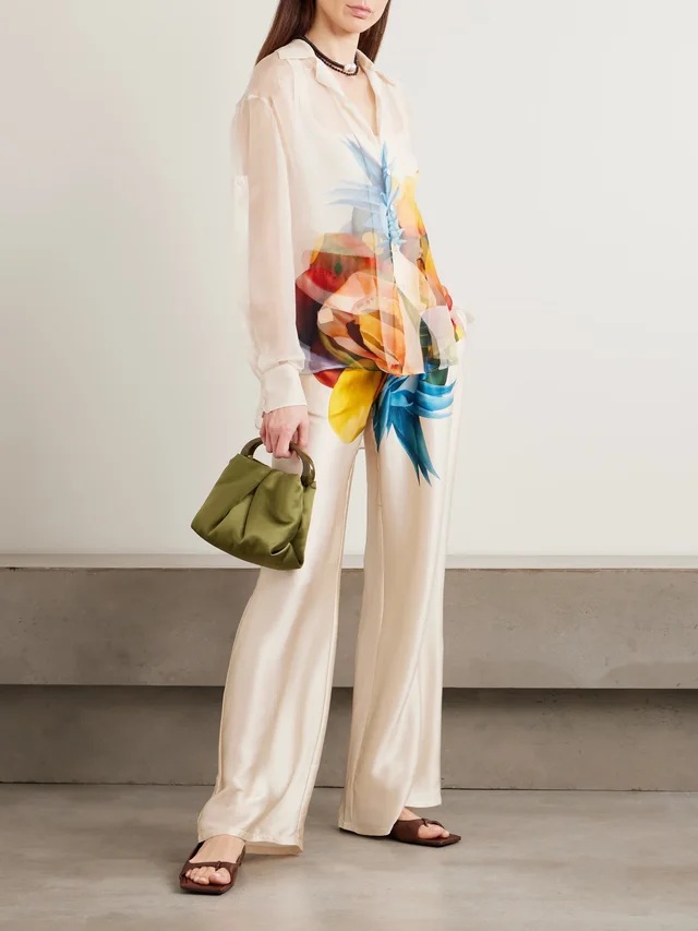 DONDE ESTEBAN Salpicon printed silk-blend wide-leg pants in White, photo 2 of 2 from NET-A-PORTER (Canada)