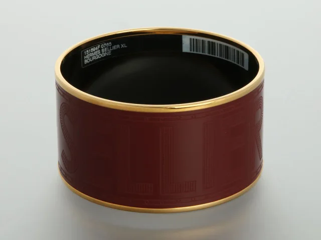 Hermès Extra Wide Burgundy Enamel Sellier Bangle in Burgundy from Ann's Fabulous Finds, photo 4 of 5