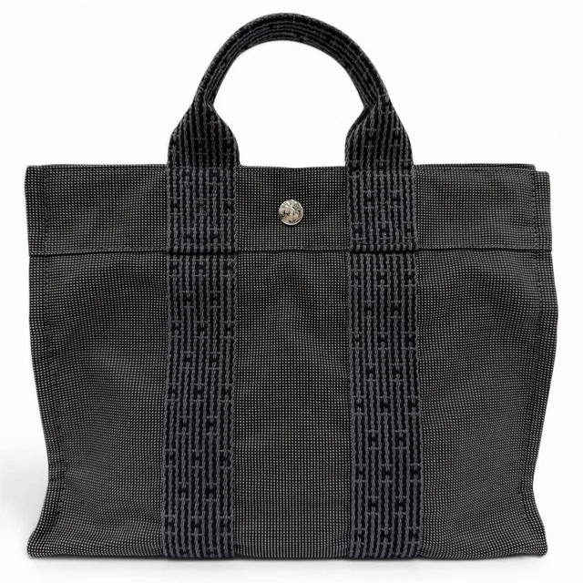Hermès Herline PM Silver Series Canvas Tote Bag Gray in Grey Canvas from The Reluxe