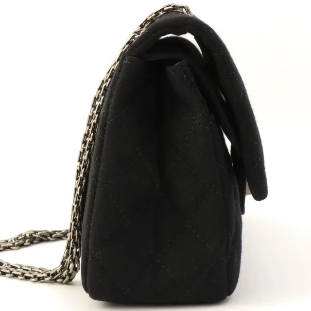 Chanel Around 2009 cotton double flap 2.55 chain shoulder bag Black from VINTAGE QOO TOKYO, photo 3 of 14