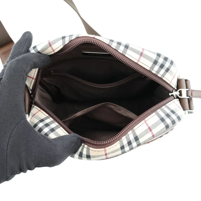 Burberry Nova Check Shoulder Bag Beige/Black/Red Canvas Leather in Black Canvas from GALLERY RARE, photo 7 of 16