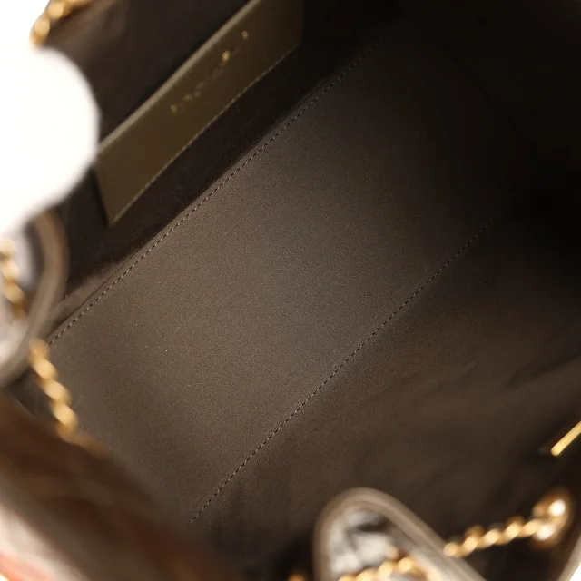 Chanel Small 25 Hobo Bag Khaki Shiny Aged Crumpled Calfskin Antique Gold Hardware in Green Calfskin from Madison Avenue Couture, photo 8 of 9