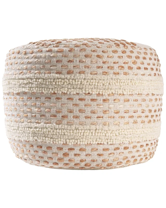 LR Home Dash Farmhouse Tufted Striped Woven Pouf, image 1 of 1 from Rue La La