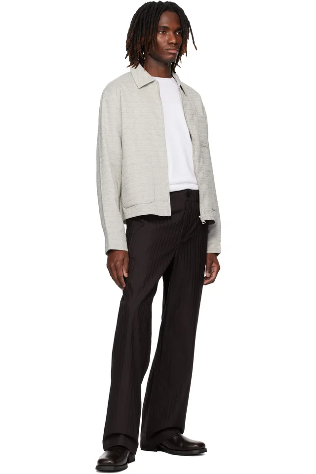 Lacoste Gray Short Textured Jacket, photo 4 of 4 from SSENSE