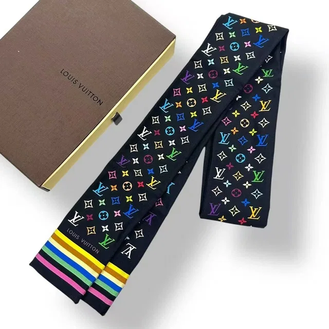 Louis Vuitton Twilly Scarf Silk Bandeau Monogram Multicolor in Multicolor Silk from The Reluxe