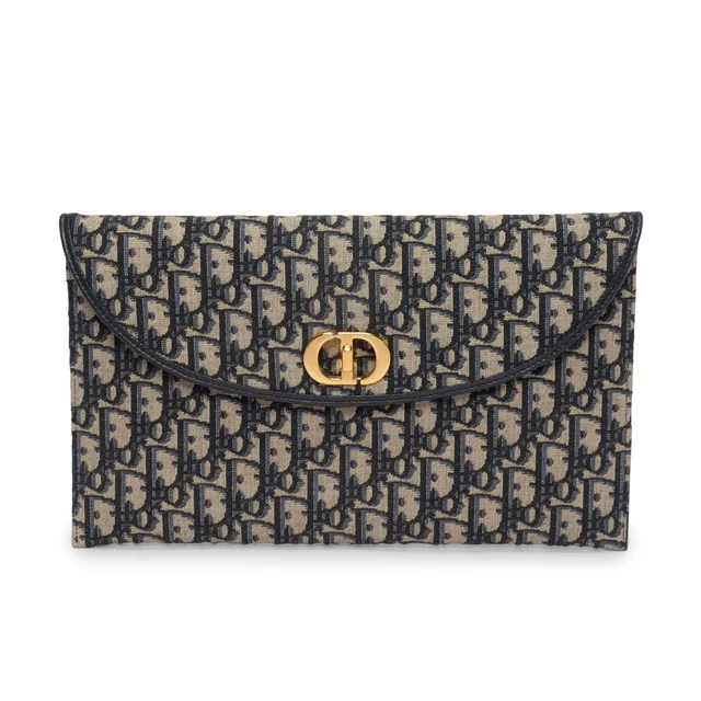Dior Oblique Jacquard 30 Montaigne Avenue Pouch with Flap in Blue from Blue Spinach