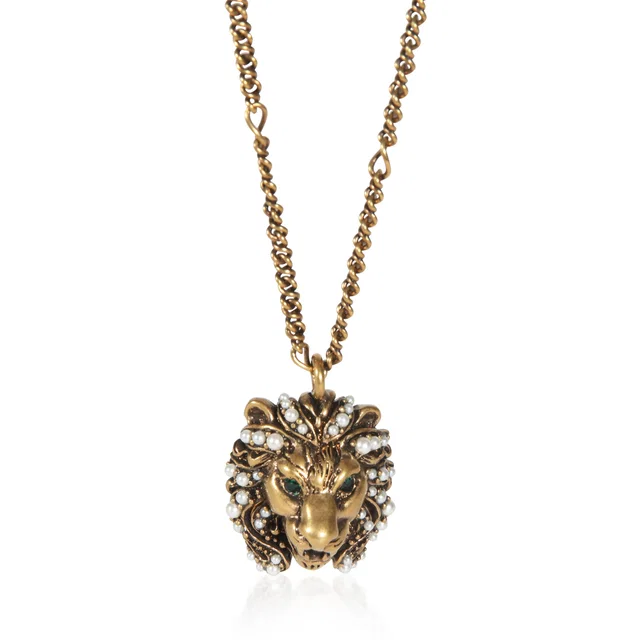 Gucci Gold-Plated Lion Head Pendant in Gold from myGemma
