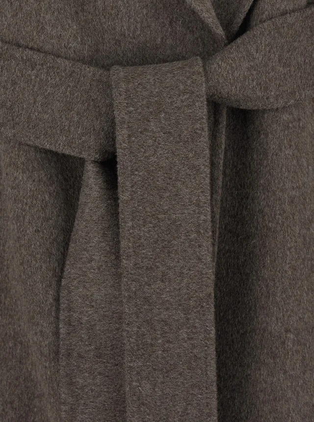 's maxmara 'Luna' Brown Coat with Notched Revers and Belt on the Front in Wool for Women in Brown 100% Virgin Wool, photo 5 of 5 from Gaudenzi Boutique