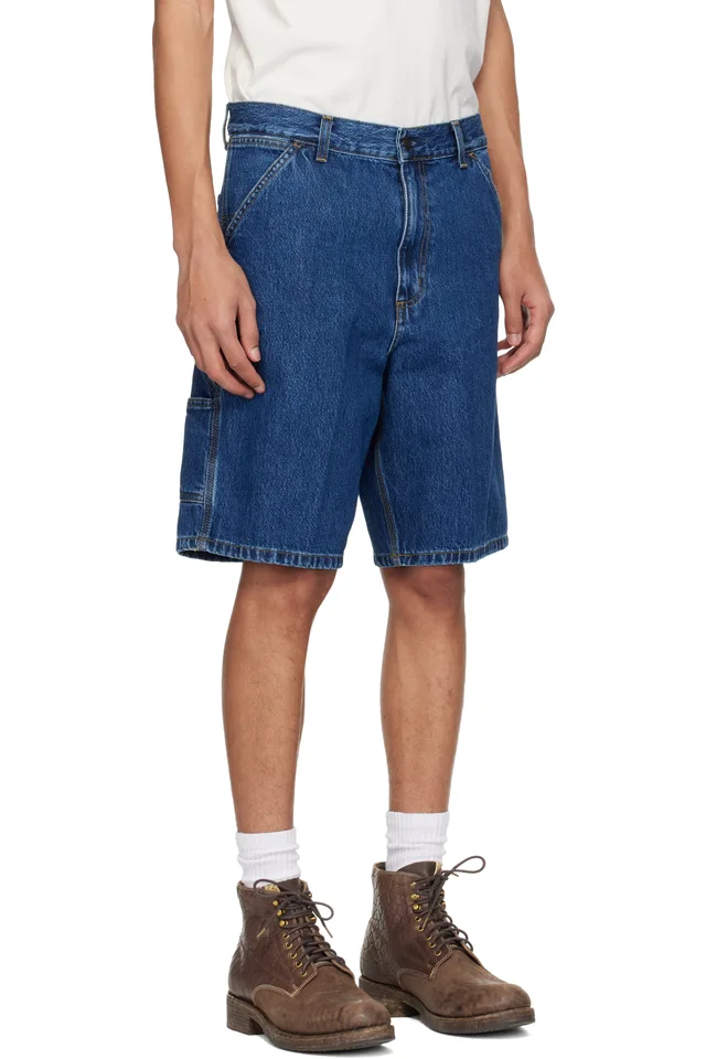 Carhartt Work In Progress Blue Single Knee Denim Shorts, photo 2 of 3 from SSENSE