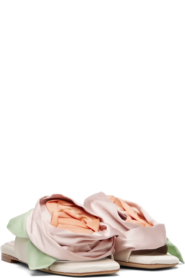 Simone Rocha White & Pink Pressed Rosette Slides, photo 4 of 5 from SSENSE