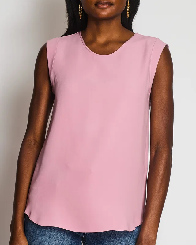 Loro Piana Light Purple Matt Sleeveless Silk Shirt IT 42 (UK 10) in Purple Silk from Sellier
