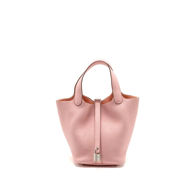 Hermès picotin 18 lock bag clemence rose sakura SHW stamp B in Pink Clemence leather from EMIER
