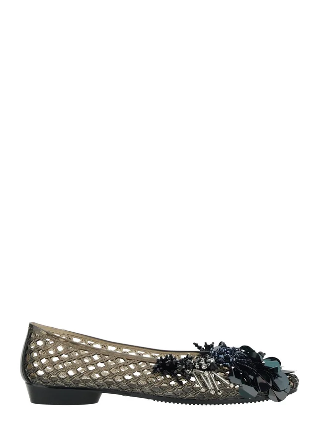 HEAVENLY JELLY 'Glam Jelly' Black Ballet shoes with Rhinestone Details on the Front in Tech Fabric Women in Black, photo 2 of 8 from Gaudenzi Boutique