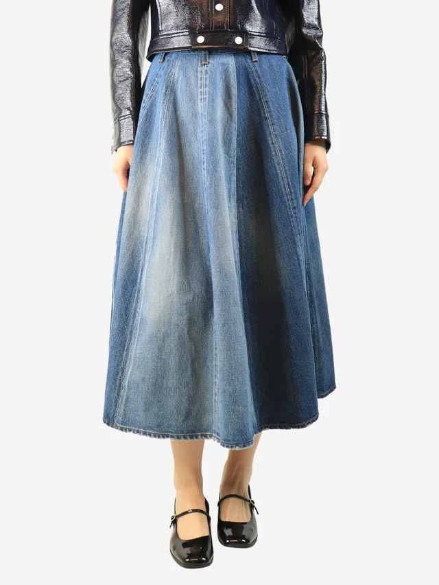 Celine Blue two-tone denim midi skirt - size UK 10 in Blue Denim from Sign of the Times
